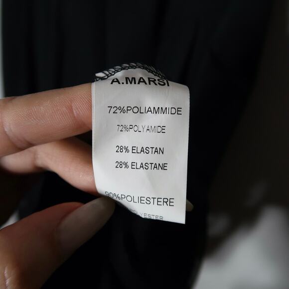 A. Marsi Heaven Black Mesh Panel Dress Medium Made in Italy $300 - Picture 8 of 9